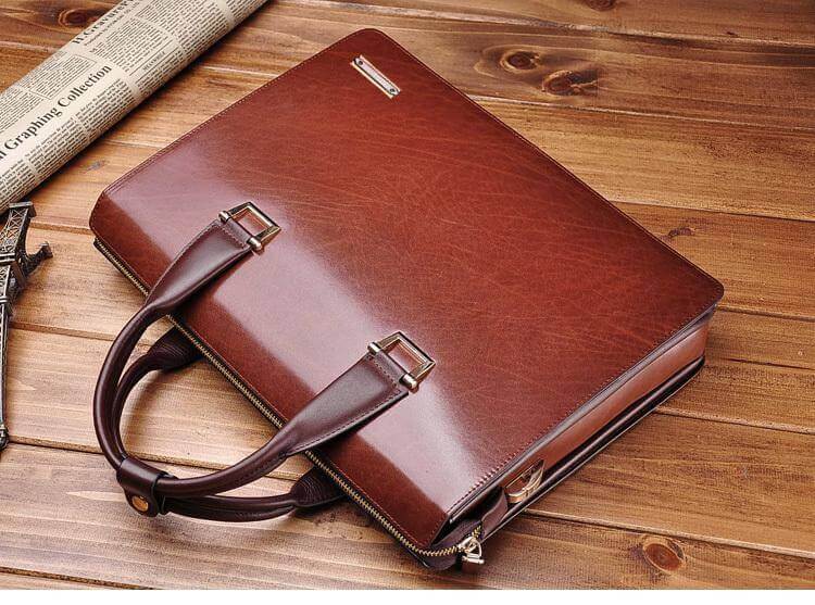 Teemzone Men Genuine Leather Business Laptop Case Briefcase Attache Bag - best leather briefcases for men